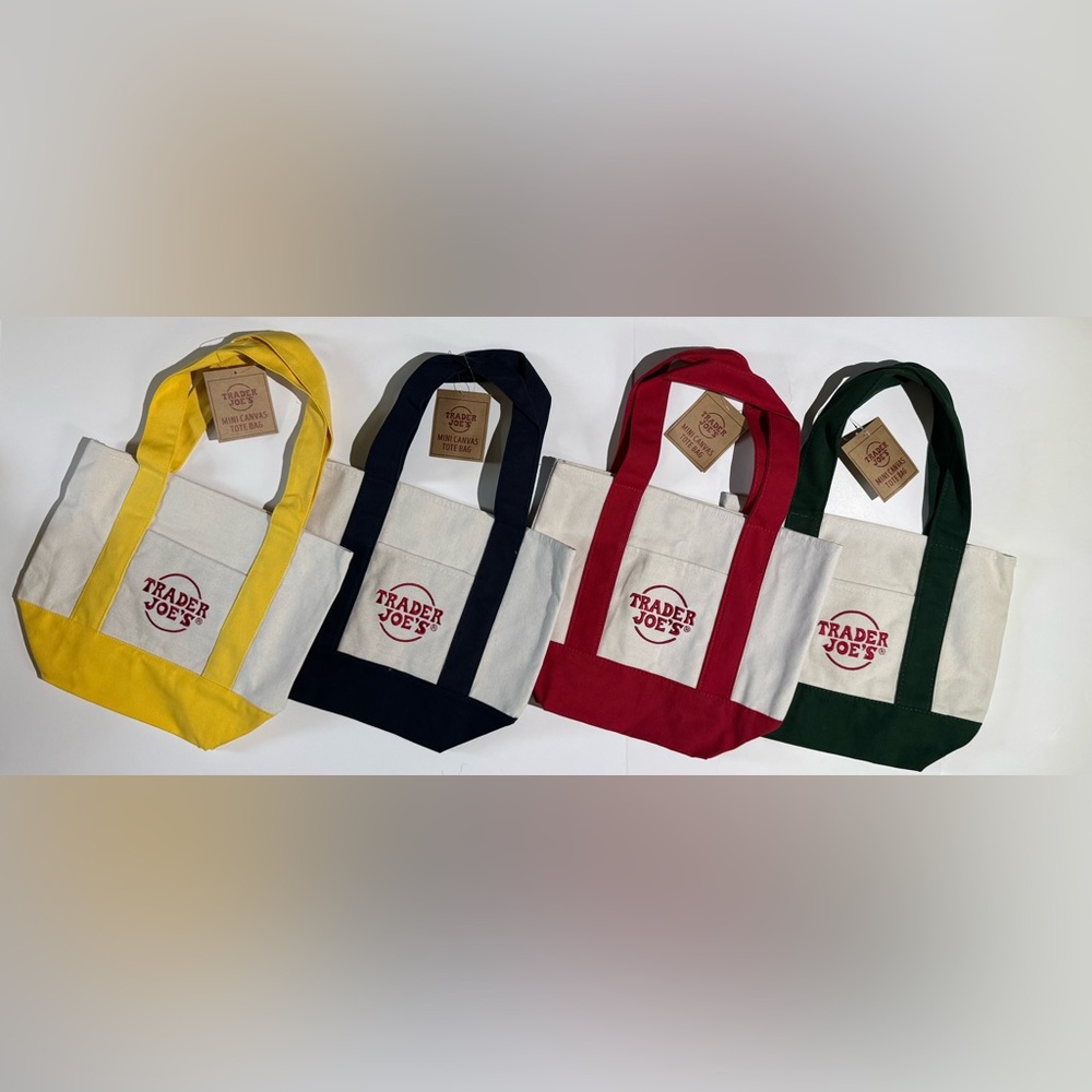 Trader Joe’s Mini Canvas Tote Bag Set Of 4 - NEW With Tags - All 4 Colors